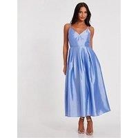 Quiz Light Blue Taffeta Midaxi Dress
