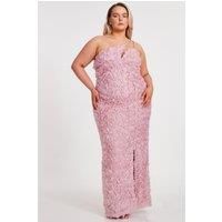 Pale Pink Curve One Shoulder Floral Maxi Dress