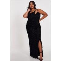 Black Curve One Shoulder Floral Maxi Dress