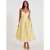 Quiz Light Yellow Taffeta Midaxi Dress
