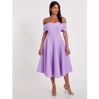 Quiz Lilac Bardot Midi Skater Dress