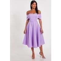 Lilac Bardot Midi Skater Dress