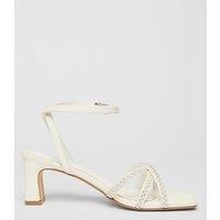 Quiz White Bridal Pearl Strap Heels