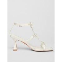 Quiz Bridal White Satin Bow Heels
