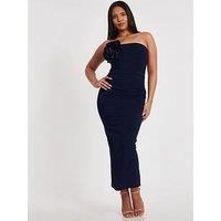 Quiz Navy Flower Embellished Midaxi Dress