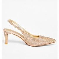 Quiz Gold Diamante Sling Back Heels