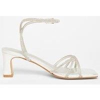 Quiz Silver Diamante Strappy Heeled Sandals