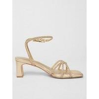Quiz Gold Diamante Strappy Heeled Sandals