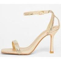 Quiz Women's Gold Diamante Strap Heels | Size: 7