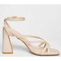 Quiz Nude Strappy Asymmetric Block Heels