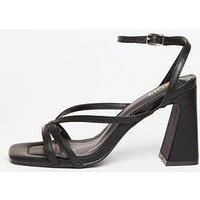 Quiz Black Strappy High Block Heels