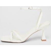 Quiz White Strappy Flared Heeled Sandals