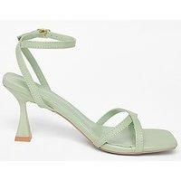 Quiz Green Strappy Flared Heels