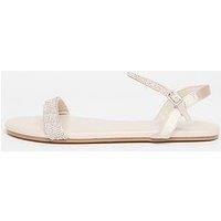Quiz Nude Diamante Flat Sandals