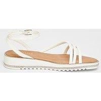Quiz White Strappy Flat Sandals