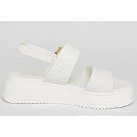 Quiz Women's White Buckle Flatform Sandals | Size: 5