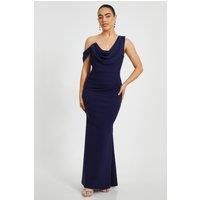 Navy Petite Asymmetric Maxi Dress