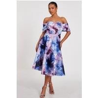 Light Blue Petite Floral Skater Dress