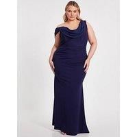 Navy Curve Drop Sleeve Maxi Dress
