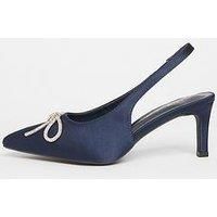 Quiz Wide Fit Navy Sling Back Heels