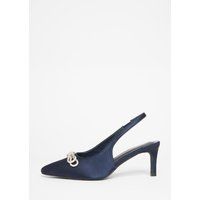 Quiz Wide Fit Navy Sling Back Heels