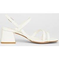Quiz Wide Fit White Slingback Block Heels