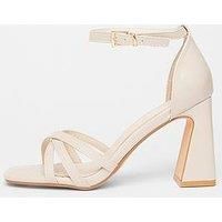 Quiz Wide Fit Nude Faux Leather Block Heels