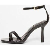 Quiz Wide Fit Black Barely There Heels