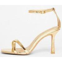 Quiz Wide Fit Gold Barely There Heels