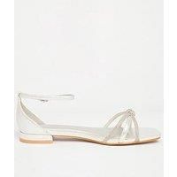 Quiz Wide Fit Silver Diamante Flat Sandals