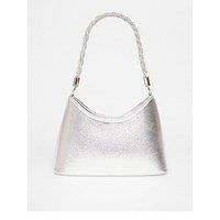 Quiz Silver Diamante Twist Handle Bag