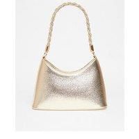 Quiz Gold Diamante Twist Handle Bag
