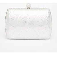 Quiz Silver Diamante Curve Box Bag