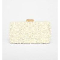 Quiz White Bridal Pearl Box Bag