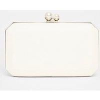 Quiz White Bridal Pearl Clasp Box Bag