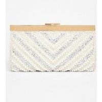 Quiz White Bridal Pearl Clutch Bag