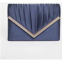 Quiz Navy Pleated Clutch Bag