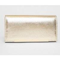 Quiz Gold Metallic Clutch Bag