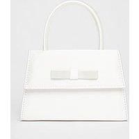Quiz White Bridal Satin Top Handle Bag