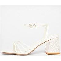 Quiz White Bridal Block Heel Sandals