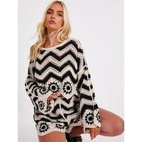 Quiz Black Crochet Scalloped Top