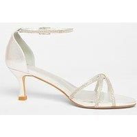 Quiz Silver Diamante Cross Strap Heels