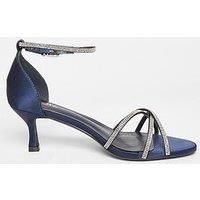 Quiz Navy Diamante Cross Strap Heels