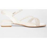 Quiz White Diamante Strappy Flat Sandals