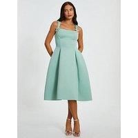 Light Green Diamante Bow Midi Dress