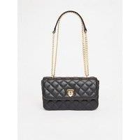 Quiz Black Quilted Cross Body Bag
