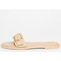 Quiz Nude Double Buckle Flat Sandals