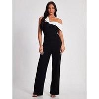 Quiz Black Contrast Bardot Jumpsuit