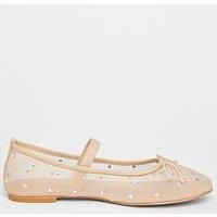 Quiz Nude Mesh Diamante Bow Pumps