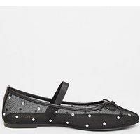 Quiz Black Mesh Diamante Bow Pumps